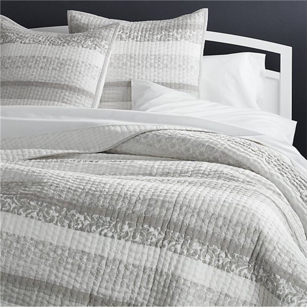 SOLD Crate and Barrel Grey Queen Size Quilt
